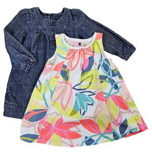 Girl's Denim and Floral Print Spring Summer Dress Bundle Set Size 3 | MINOR FLAW